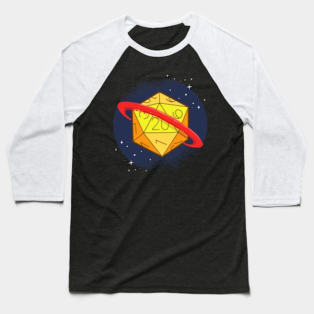 D&D Space D20 Planet Baseball T-Shirt by Sunburst